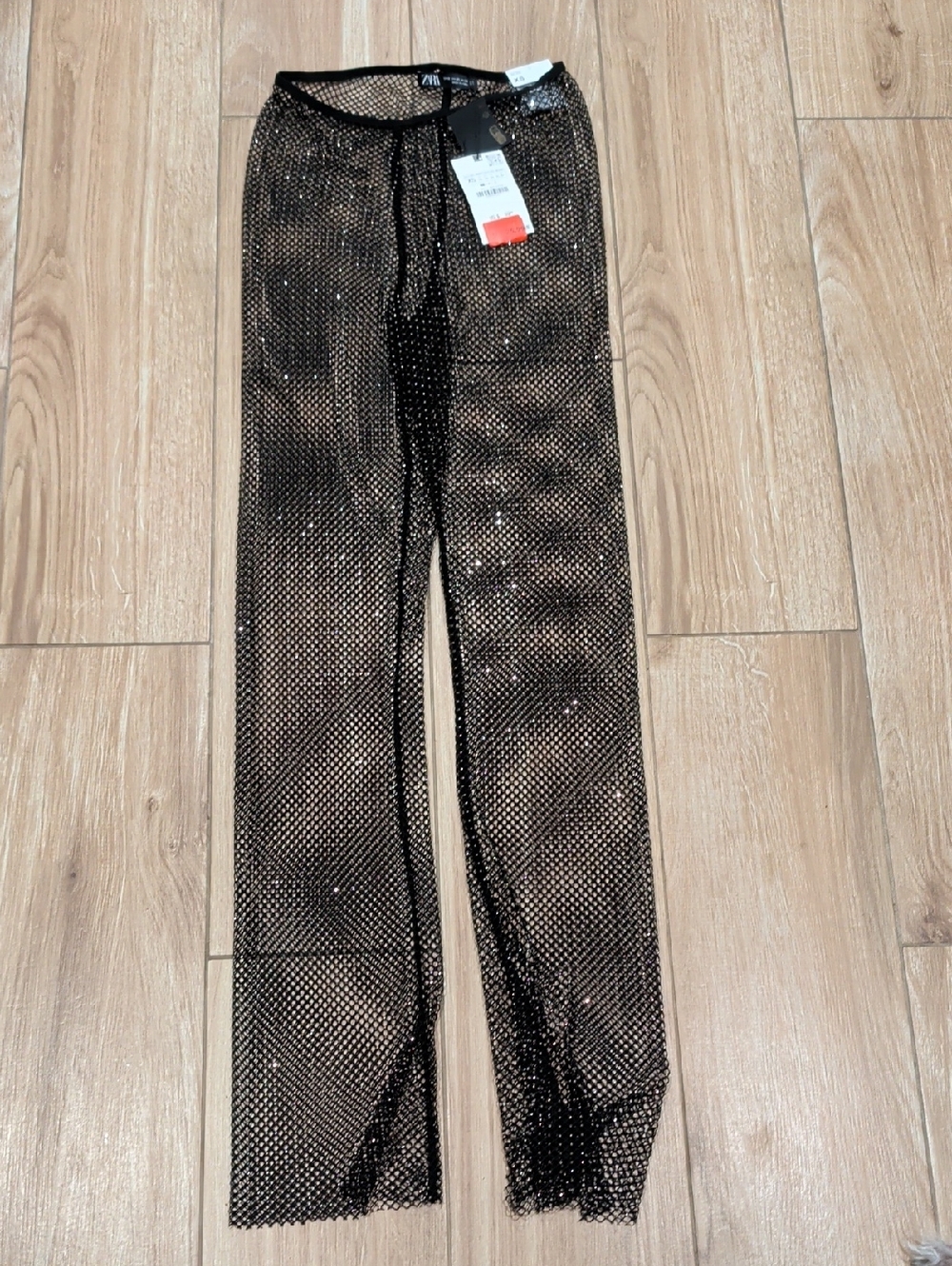 Zara Black Crystal Mesh Pants